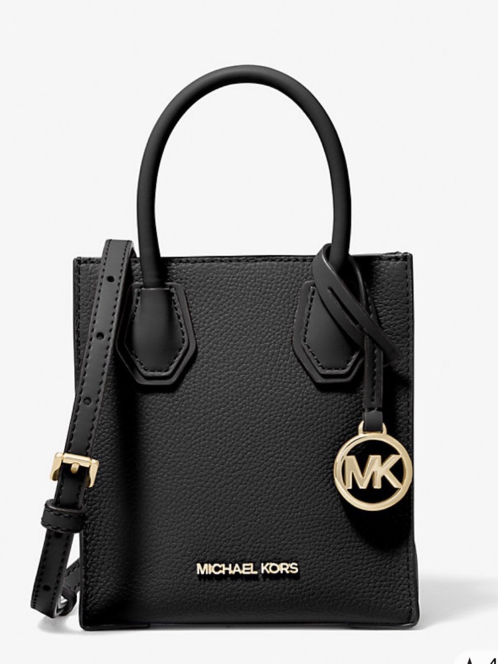 NEW Michael Kors Mercer Extra-Small Pebbled Leather Crossbody Bag. Black